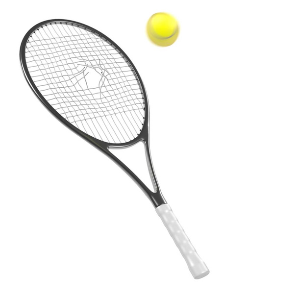 kırık tenis raketi 3D render - Fotoğraf, Görsel