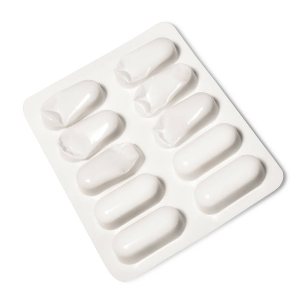 Beyaz tabletler blister - Fotoğraf, Görsel