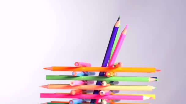 Colorful pencils in holder - Footage, Video