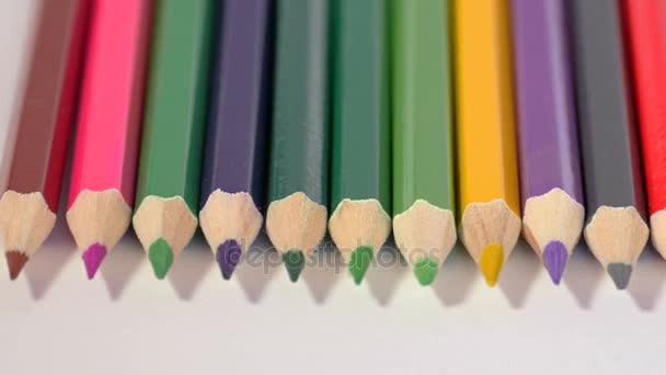 Row of colorful pencils - Footage, Video