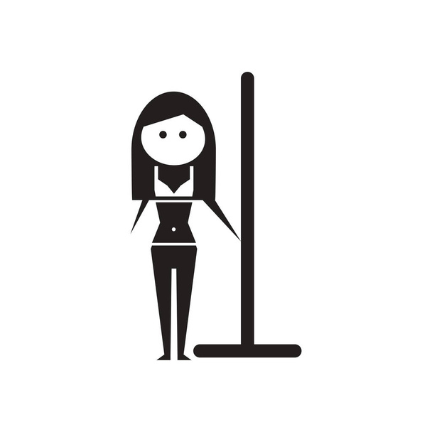 Icono plano en negro y blanco chica pilón
 - Vector, Imagen