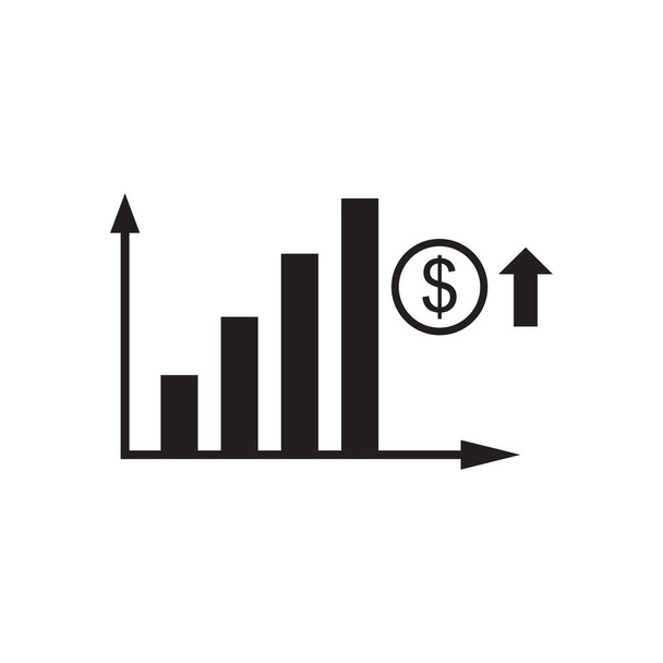 flache Ikone in schwarzweißer Finanzgrafik - Vektor, Bild