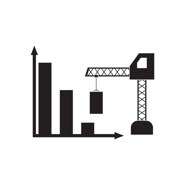 flache Ikone in schwarz-weißer Wirtschaftsgrafik - Vektor, Bild