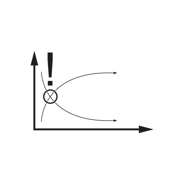Lapos ikon-ban fekete-fehér gazdasági grafikon - Vektor, kép