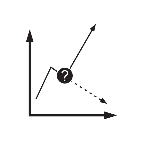 Icono plano en gráfico económico en blanco y negro
 - Vector, Imagen