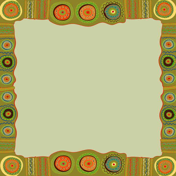 Ethnic hand painted square frame. - Vektor, obrázek