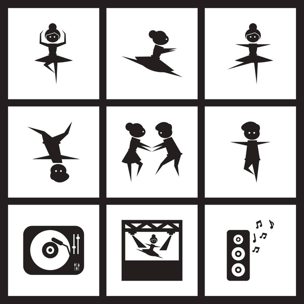 Koncept ploché ikony v černé a bílé taneční - Vektor, obrázek