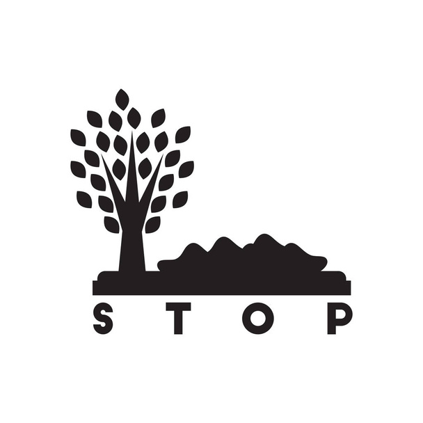 Platte pictogram in zwart-wit milieuvervuiling - Vector, afbeelding