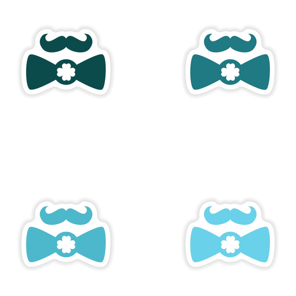 koncept papírové nálepky na bílém pozadí knír motýl kravata - Vektor, obrázek