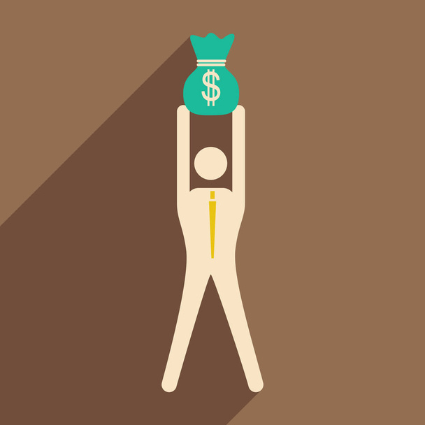 Design plat illustration vectorielle moderne icône homme d'affaires avec sac d'argent
 - Vecteur, image