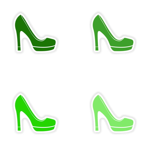 Konzept stilvolle Papier-Aufkleber auf weißem Hintergrund Schuhe - Vektor, Bild