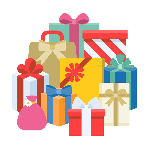 Pile of present boxes, flat design vector - Vector, Image