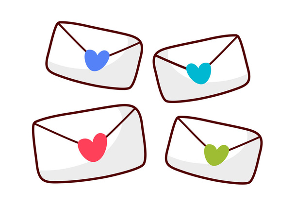 Envelopes with hearts. - Vector, Image
