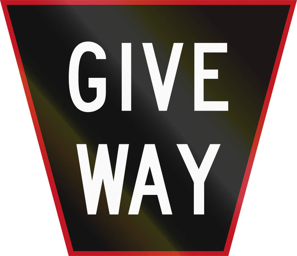Vecchia versione del segno Give Way in Nuova Zelanda
 - Foto, immagini