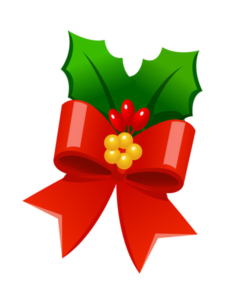 Christmas mistletoe with bow. - Вектор,изображение