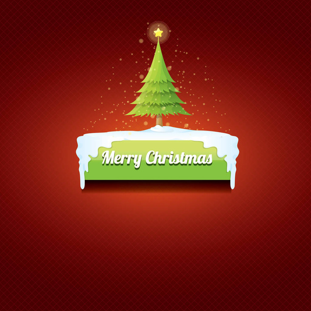 Botão verde vetor de Natal com árvore de Natal
 - Vetor, Imagem