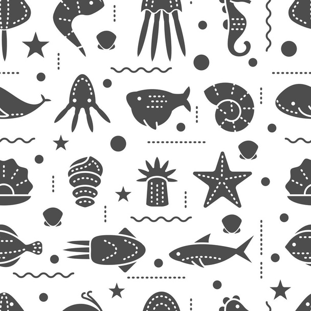 Seamless pattern with sea creatures - Wektor, obraz