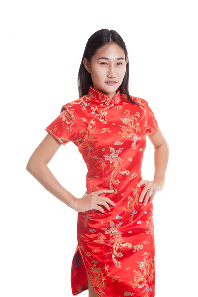 Asian girl in chinese cheongsam dress. - Фото, изображение
