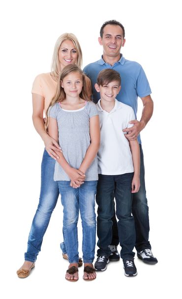 Portrait Of Happy Family On White Background - Фото, зображення