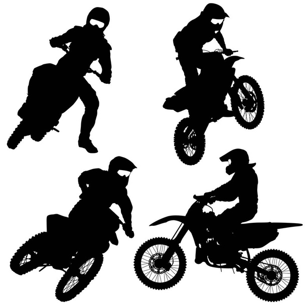 Conjunto de silhuetas motocross motociclista, ilustração vetorial
 - Vetor, Imagem
