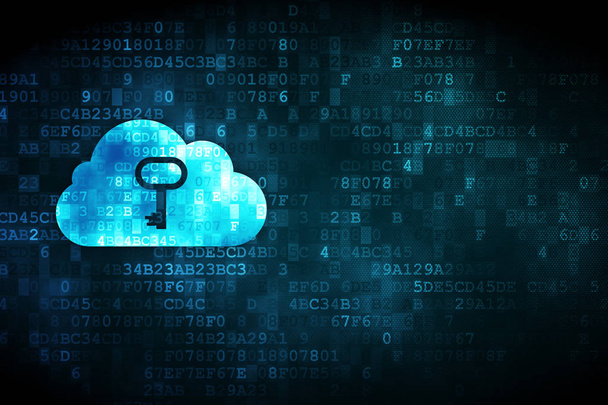 Conceito de tecnologia de nuvem: nuvem com chave em fundo digital
 - Foto, Imagem