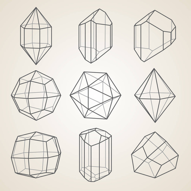 Σύνολο των γεωμετρικών κρυστάλλων. - Διάνυσμα, εικόνα
