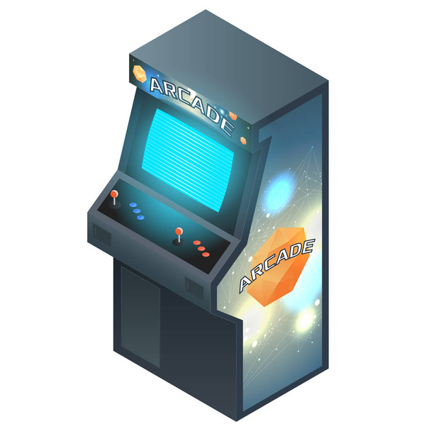 Armoire de jeu Arcade avec écran lumineux. Illustration vectorielle isométrique
 - Vecteur, image