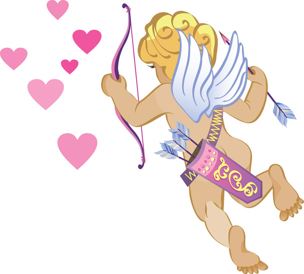 Cupido és a szív - Vektor, kép