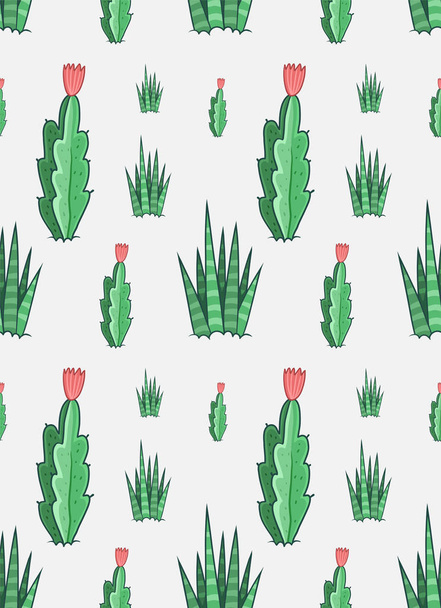 Suculentas. Patrón sin costura de cactus con fondo gris
 - Vector, Imagen