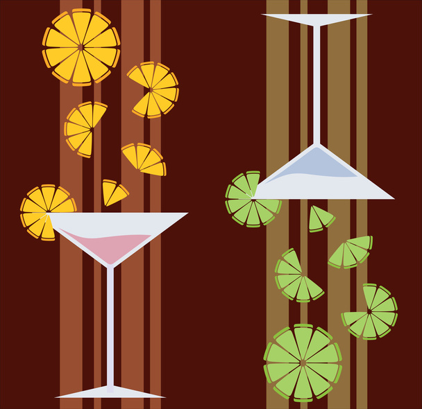 Stemware and fruits - Vector, Image