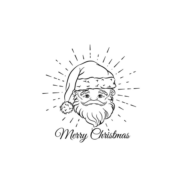 Santa Claus for christmas Merry Christmas. Greeting Card. Xmas Face. Isolated On White - Vector, Image