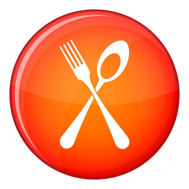 Spoon and fork icon, flat style - Вектор, зображення