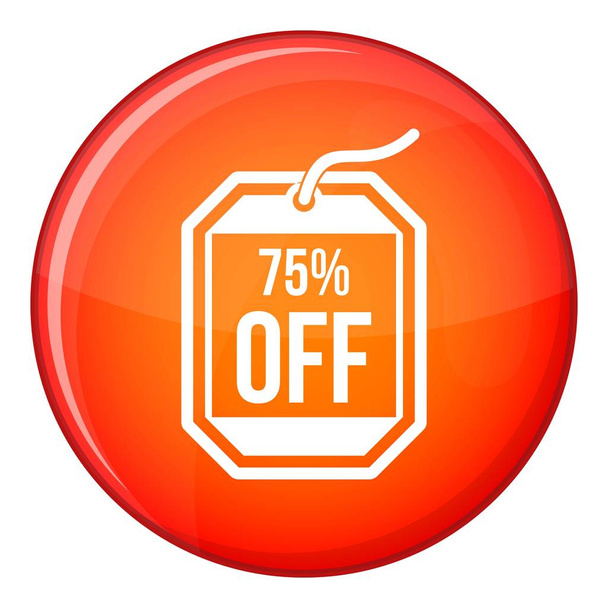 Sale tag 75 percent off icon, flat style - Vector, afbeelding
