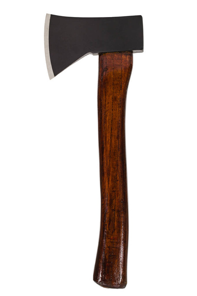 Axe with wooden handle isolated on white background - Photo, Image