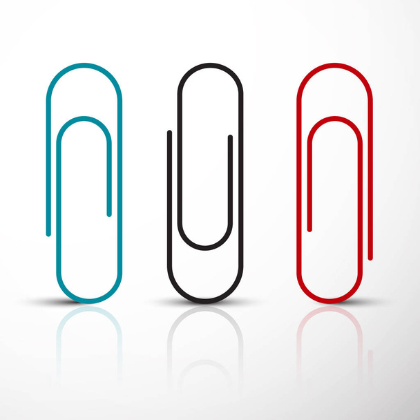 Paper Clip. Vector Blue Red and Black Clips Set. - Vector, Image
