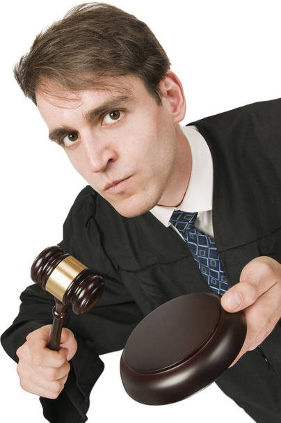 furious judge on white - Фото, изображение