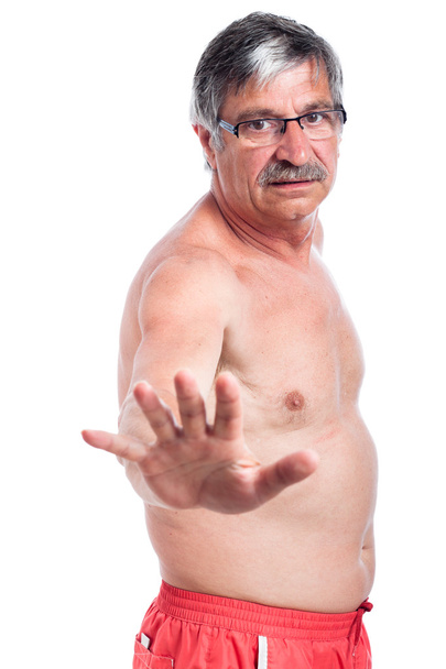 zastávka shirtless starší muž - Fotografie, Obrázek