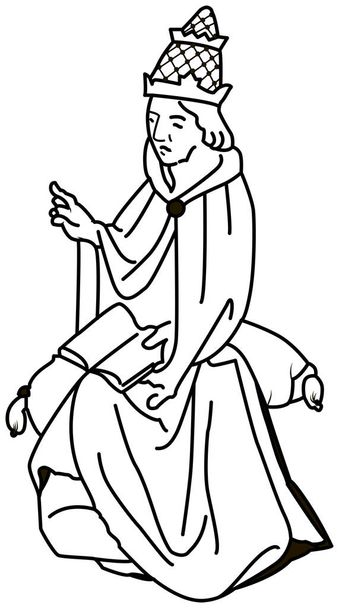 Ilustración en blanco y negro de un papa católico Bonifacio VIII
.  - Vector, imagen