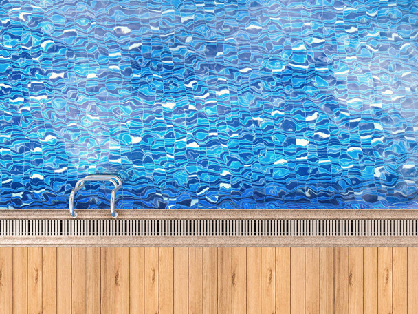 fából készült padló és létra felső medencére - Fotó, kép
