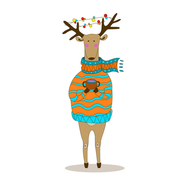 Christmas deer. Happy New Year. Reindeer - Vector, Image