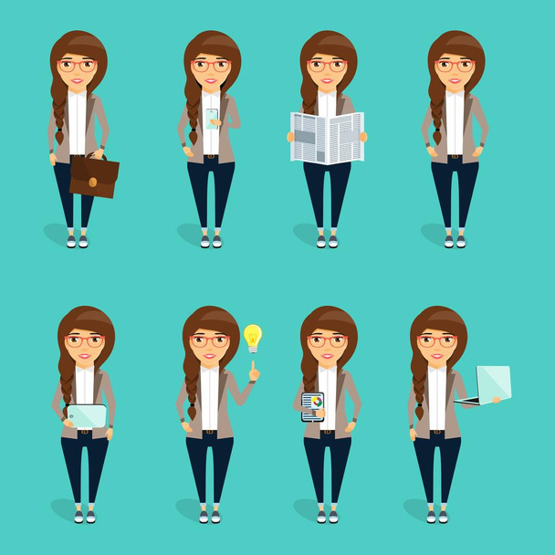 Character of the young business woman - Vector, Image