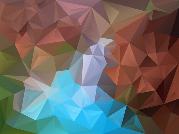 自然な緑、茶色および青の色の三角形のパターンでベクトルの不規則な多角形の抽象的な背景 - ベクター画像