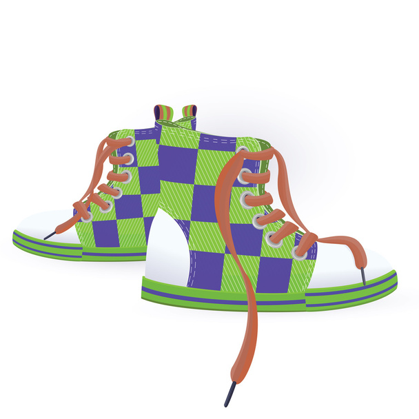 Two green sneakers - Vector, Image
