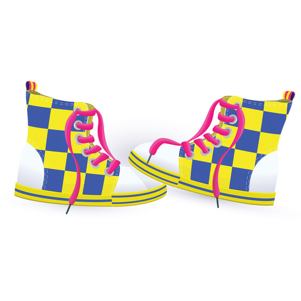 Two yellow sneakers - Вектор,изображение