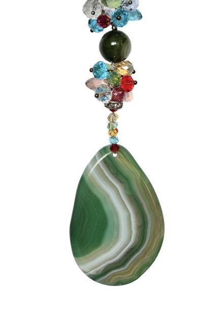 Jewelry with pendant made from green agate - Фото, зображення
