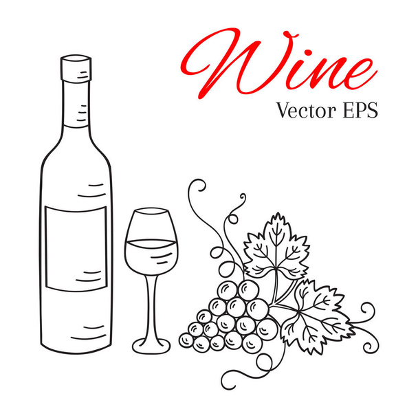 Bottiglia di vino, vetro e uva vettoriale illustrazione
 - Vettoriali, immagini