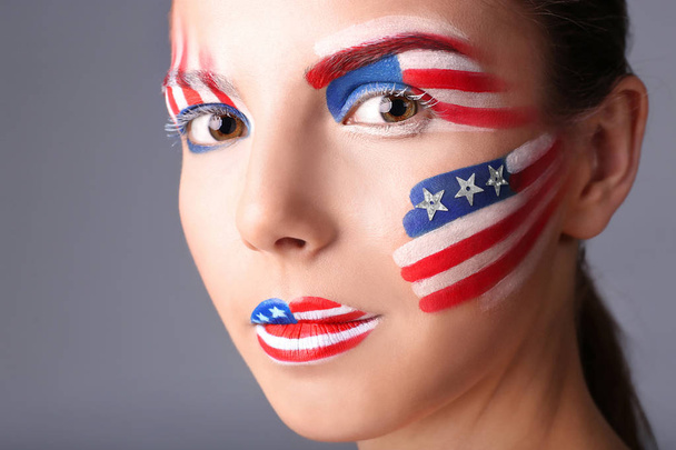 Girl with USA makeup - Foto, Imagem