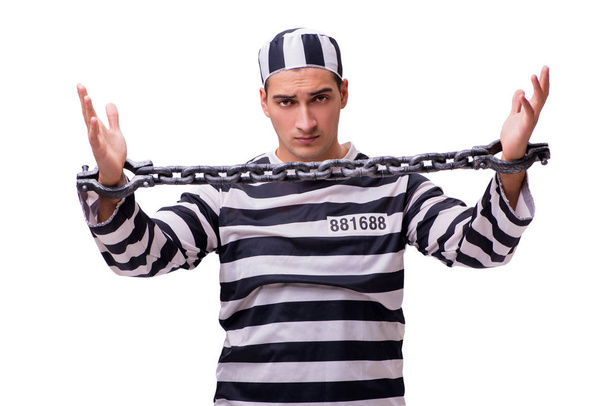 Homme prisonnier isolé sur fond blanc
 - Photo, image