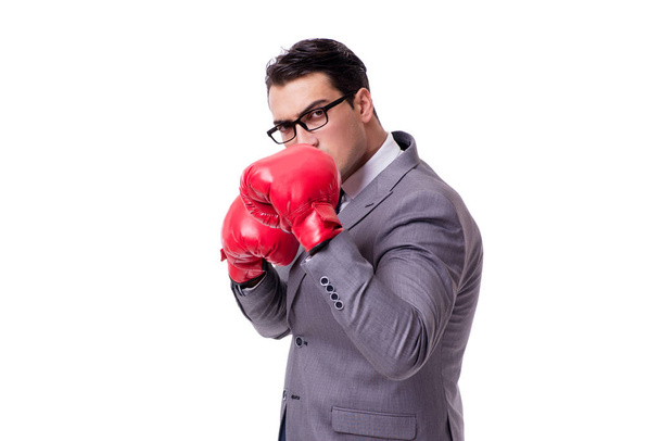 Businessman boxing isolated on the white background - Φωτογραφία, εικόνα
