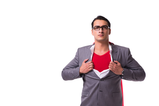 Young businessman wearing red cover on white - Foto, afbeelding